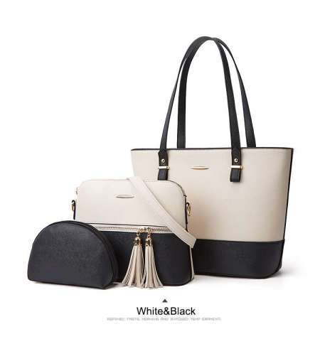 high quality custom logo 3 in 1 set popular women pu leather ladies tote bags wallet and handbag set