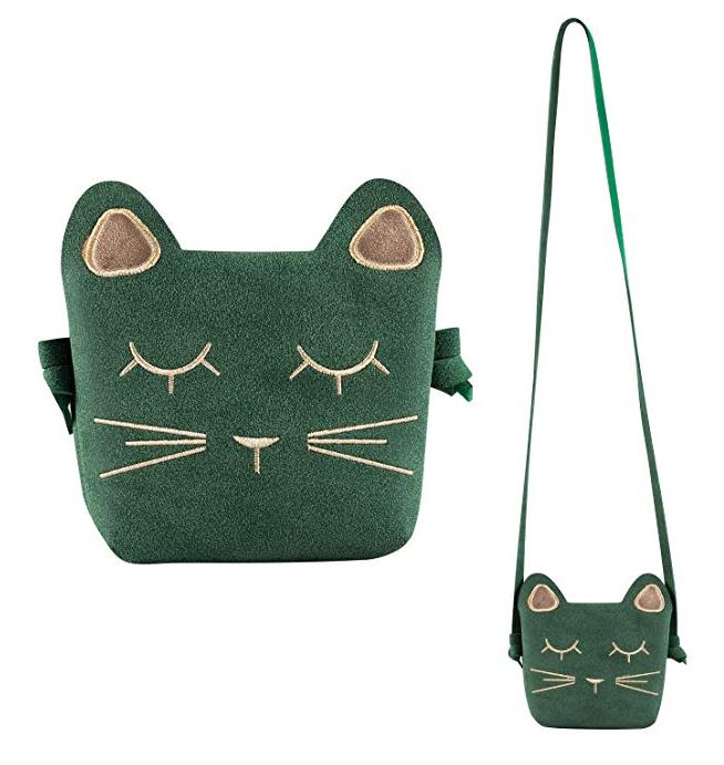 Little Girls Purses Green Cute Cat Shoulder Crossbody Bag for Kids,Toddler,Girls